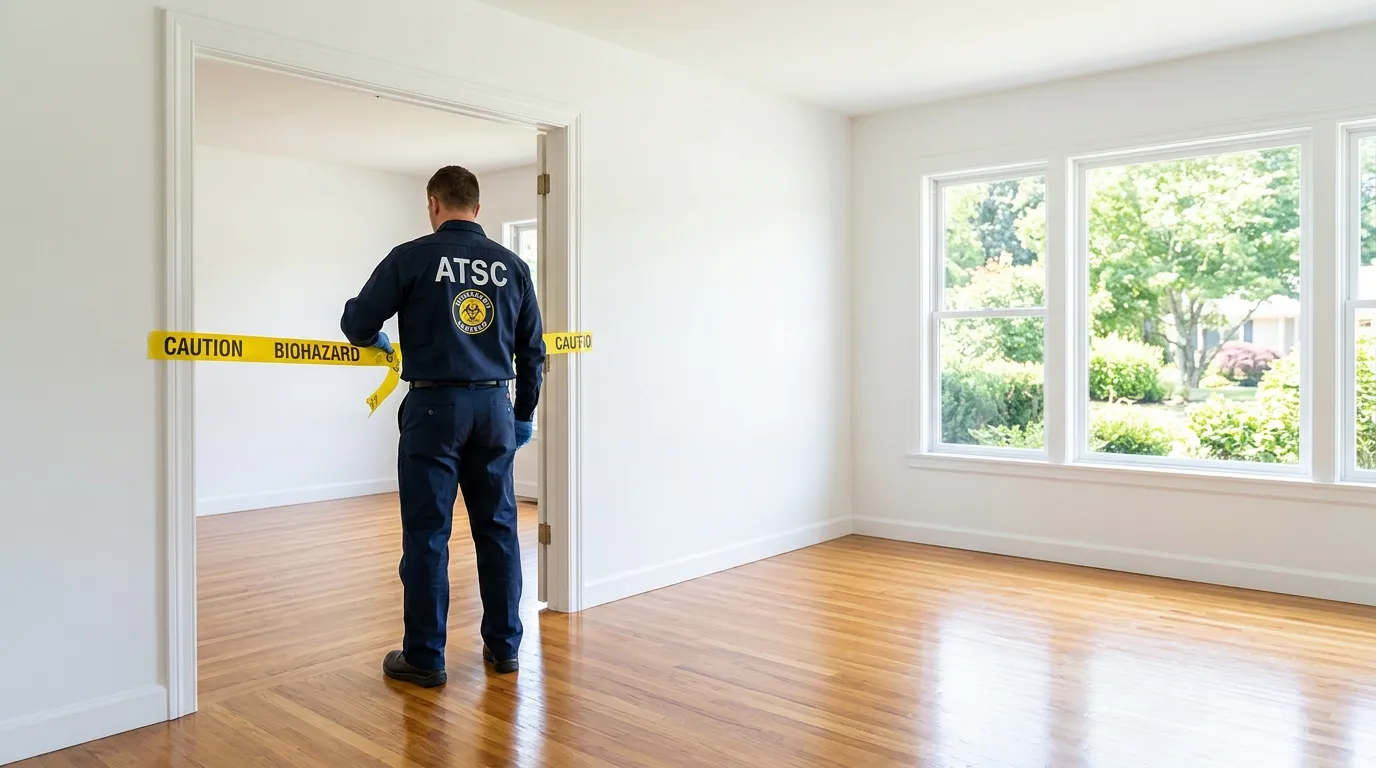 Certified biohazard cleanup crew performing Decomposition Cleanup in Frankford